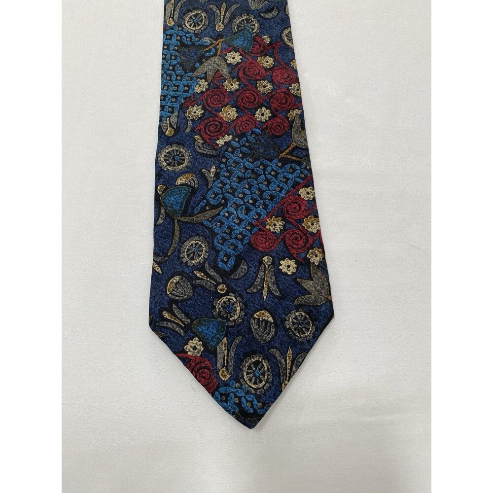 T.K.S. Vintage Dark Academia Abstract Floral Mosaic Silk Necktie